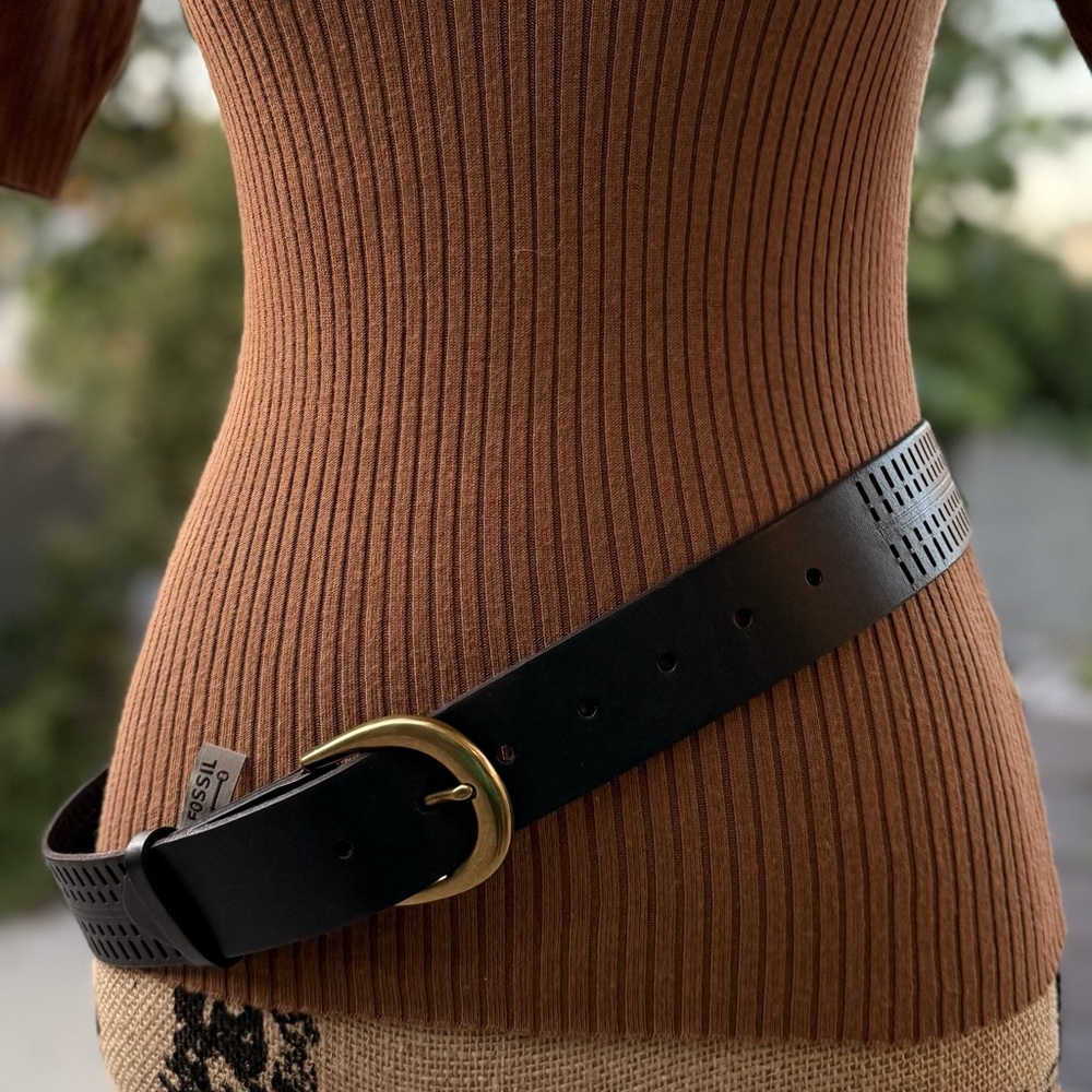 Fossil Black Belt with Gold Buckle